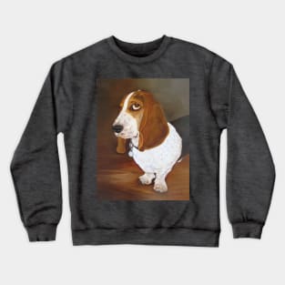 Basset Hound Dog Portrait. Droopy Ears and Huge Paws. Crewneck Sweatshirt